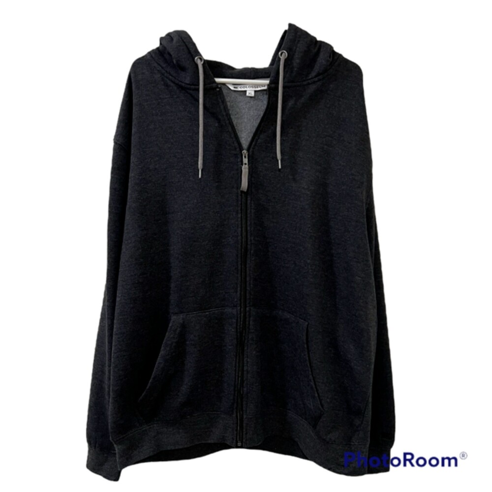 Colosseum Dark Gray Fleece Drawstring Kangaroo Pocket Hoodie Sweater Size XL